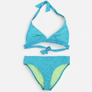 VM Y2K Turquoise Crochet Bikini Set
